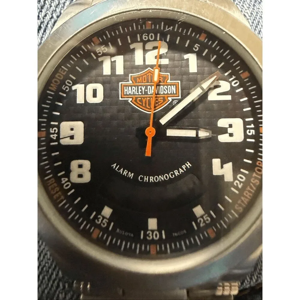 Rare 2005 Harley Davidson Bulova Chronograph Men’s  wristwatch model 78A110 New